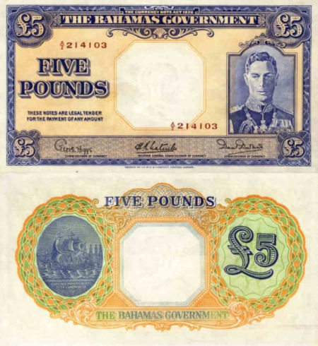 Bahamas - 5 pounds - 1936