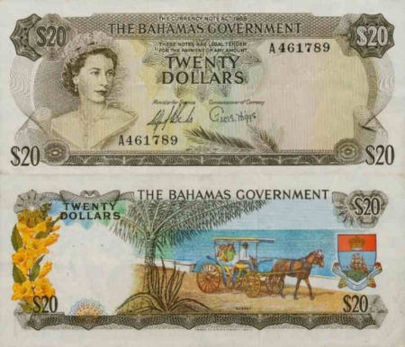 Bahamas - 20 dollars - 1965