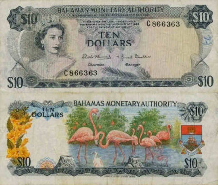 Bahamas - 10 dollars - 1968