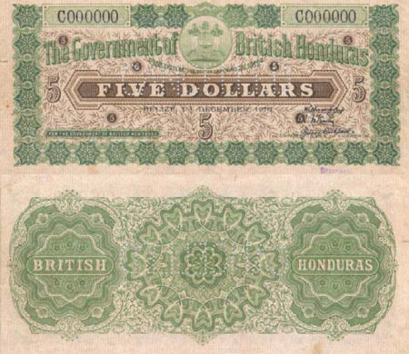 British Honduras - 5 dollars