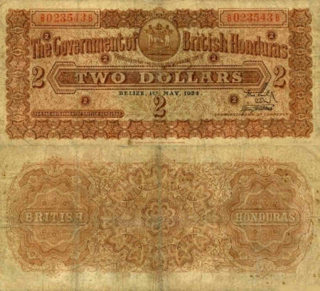 British Honduras - 2 dollars - 1924-1928