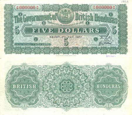 British Honduras - 5 dollars - 1924-1928