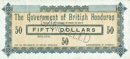 British Honduras - 50 dollars - ND(1894)