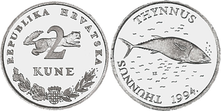 Croatia - 2 kune - 1994-2014 | Latin inscription 