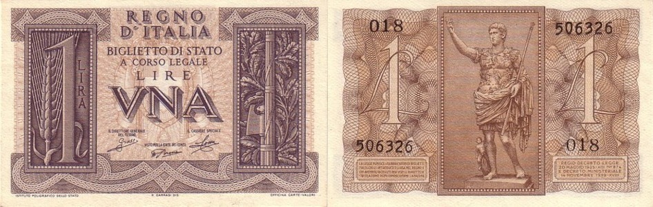 Italy - 1 lira - 14.11.1939