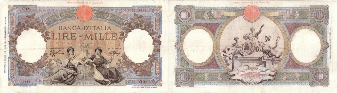 Italy - 1,000 lire - 1942-1943