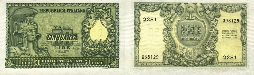 Italy - 50 lire - 31.12.1951