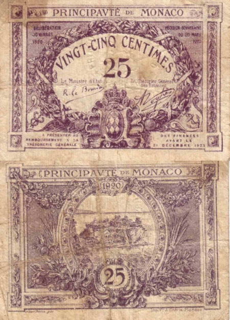 Monaco - 25 centimes - 20.03.1920