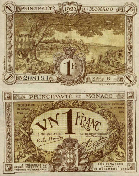 Monaco - 1 franc - 20.03.1920