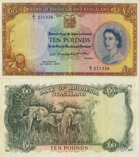 Rhodesia - 10 pounds - 1956-1961