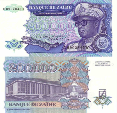 Zaire - 200,000 zaires - 01.03.1992