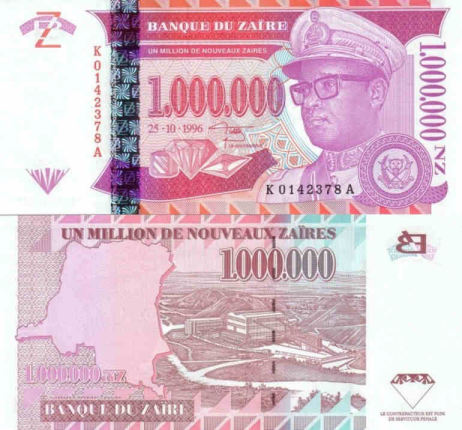 Zaire - 1,000,000 nouveaux zaires - 25.10.1996
