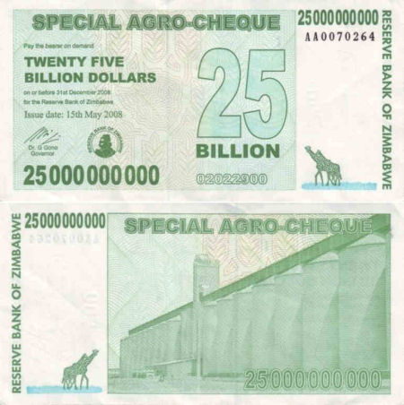 Zimbabwe - 25,000,000,000 dollars