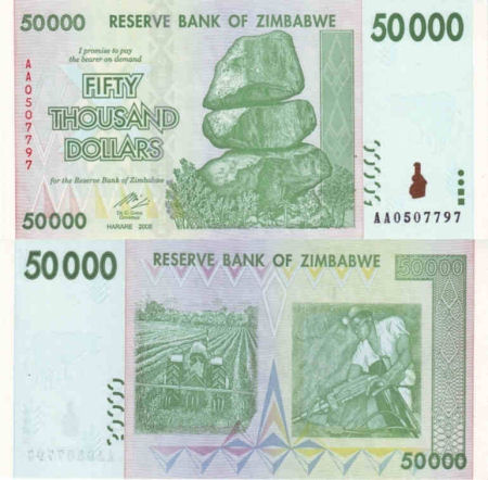 Zimbabwe - 50,000 dollars - 2008