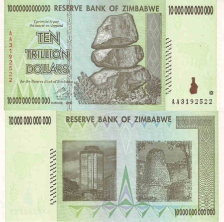Zimbabwe - 10,000,000,000,000 dollars - 2008